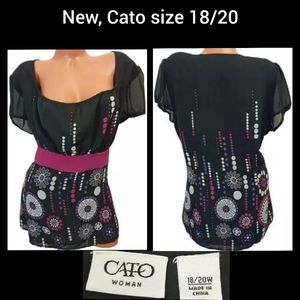 Cato pink and black retro top size 18/20